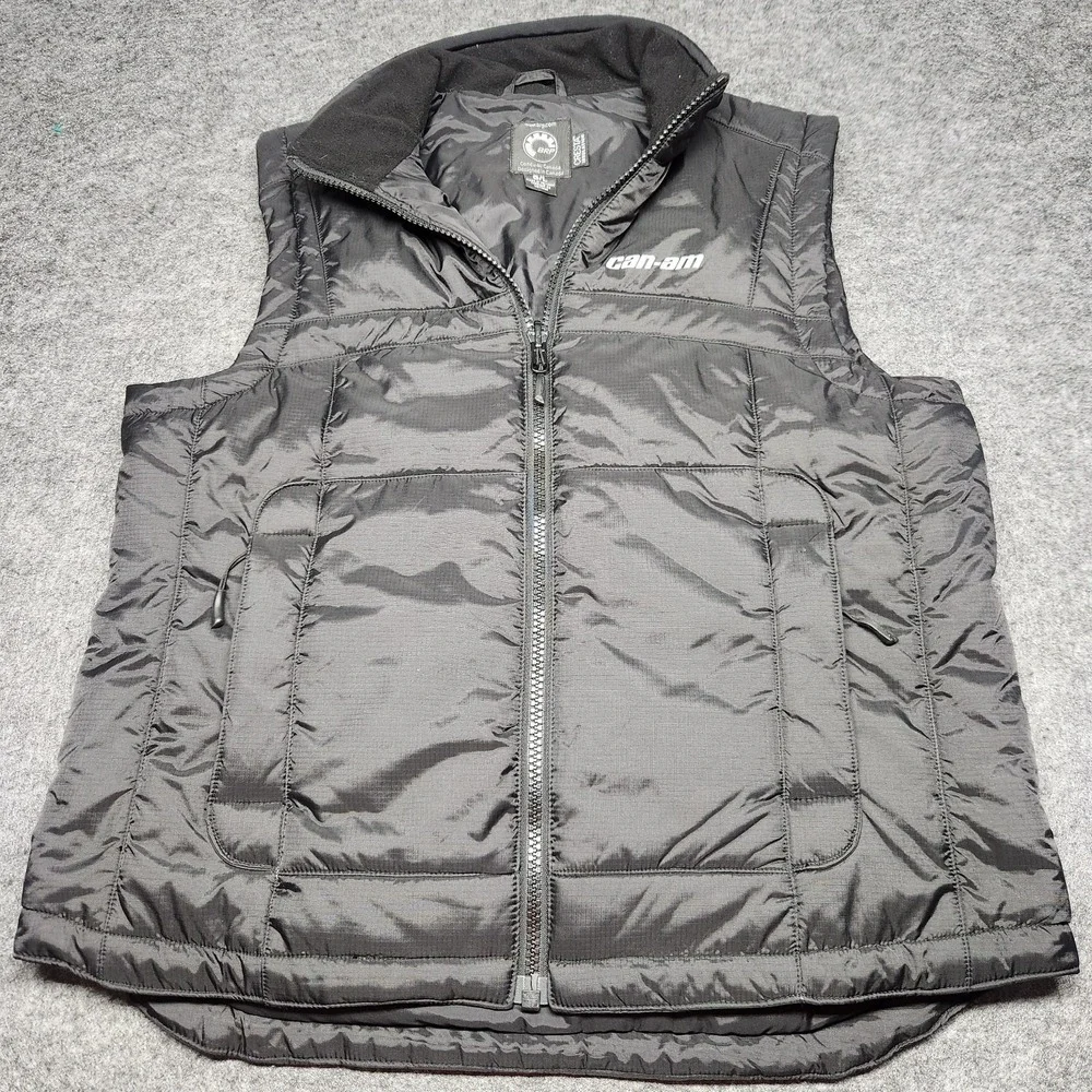 Can Am BRP Racing Mens Black Cresta Insulated Puffer Quilted Vest Large